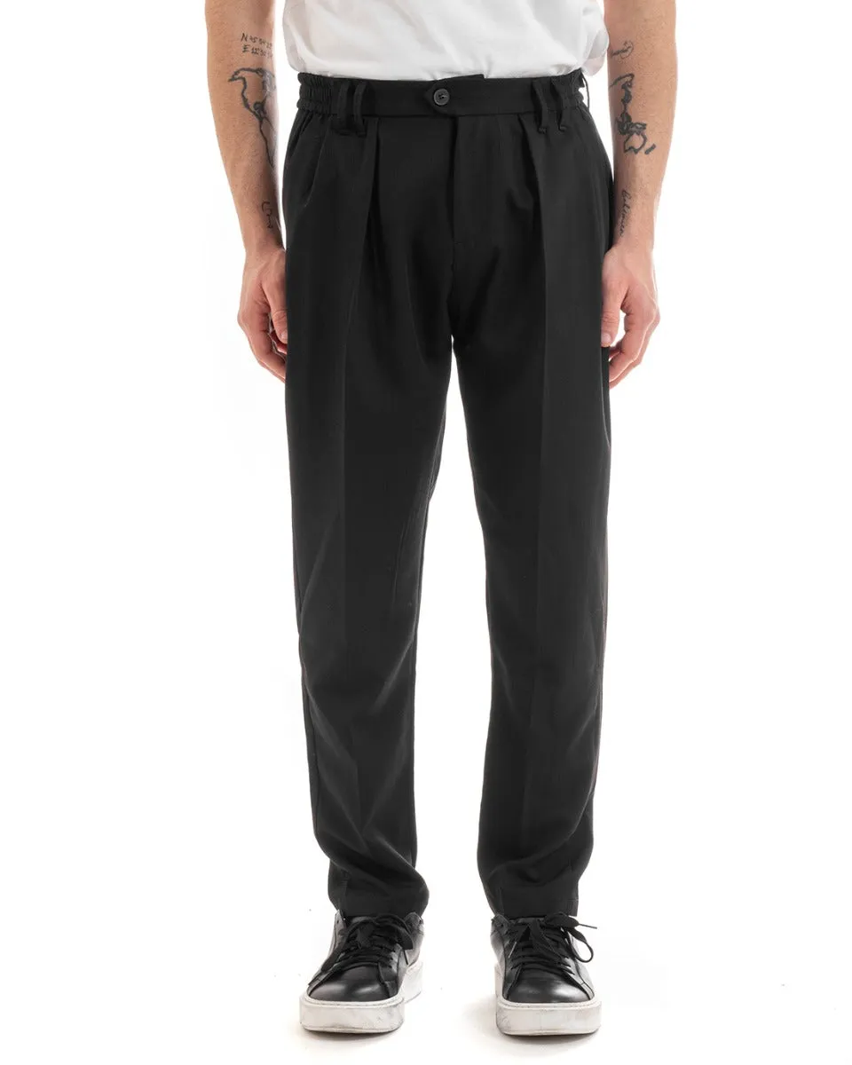 Pantaloni Uomo Pantalaccio Comodo Viscosa Elastico Straight Fit Nero GIOSAL-P5646A