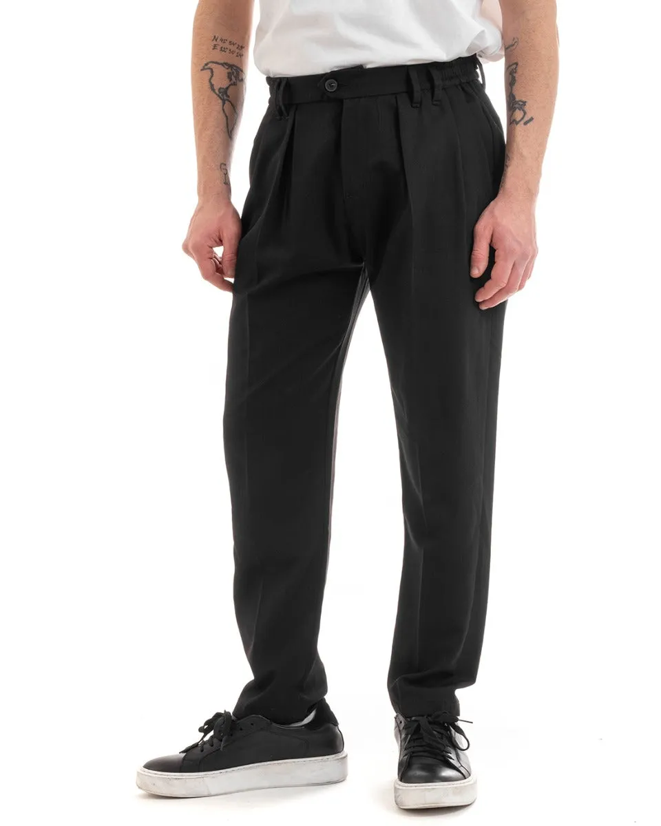 Pantaloni Uomo Pantalaccio Comodo Viscosa Elastico Straight Fit Nero GIOSAL-P5646A