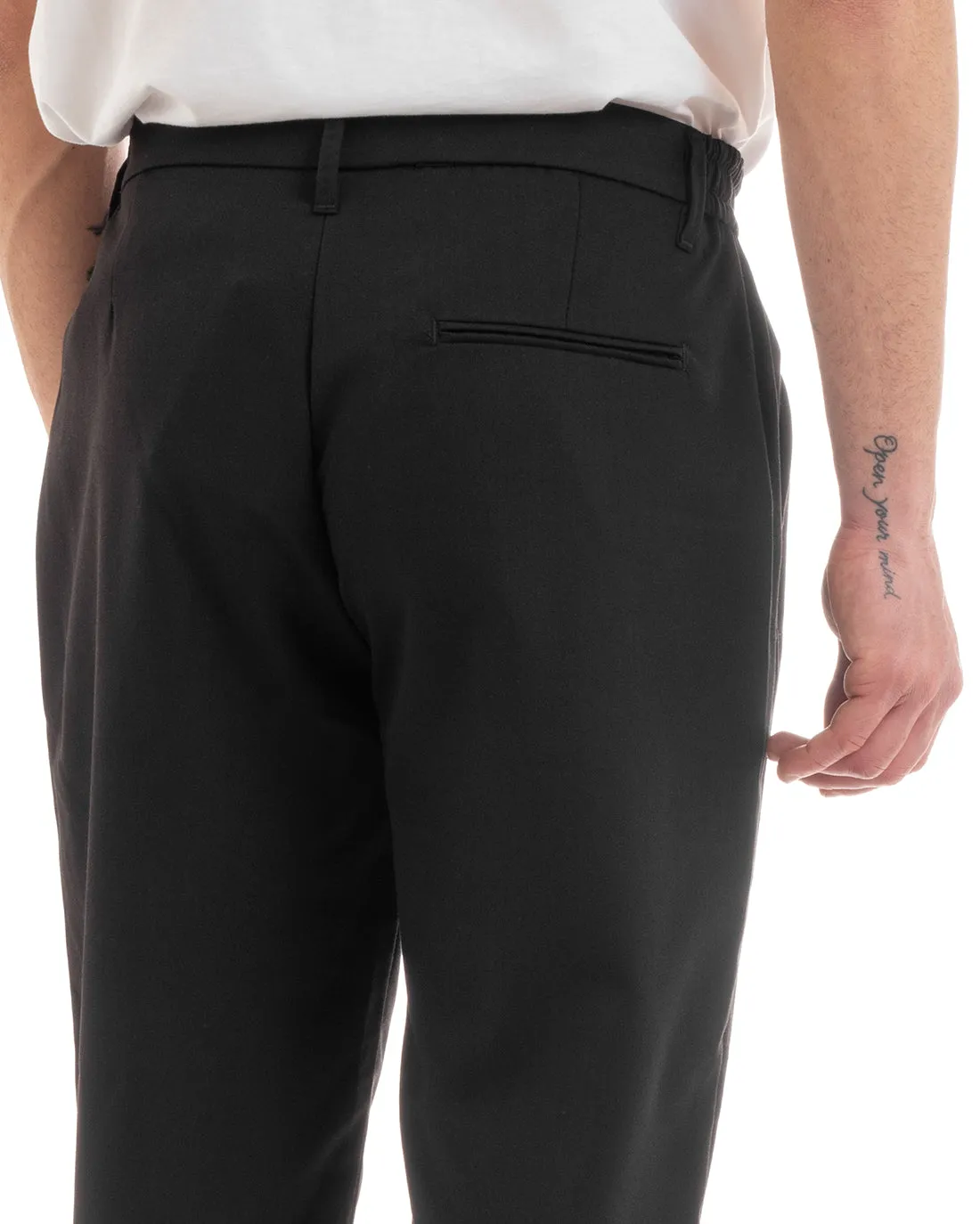 Pantaloni Uomo Pantalaccio Comodo Viscosa Elastico Straight Fit Nero GIOSAL-P5646A