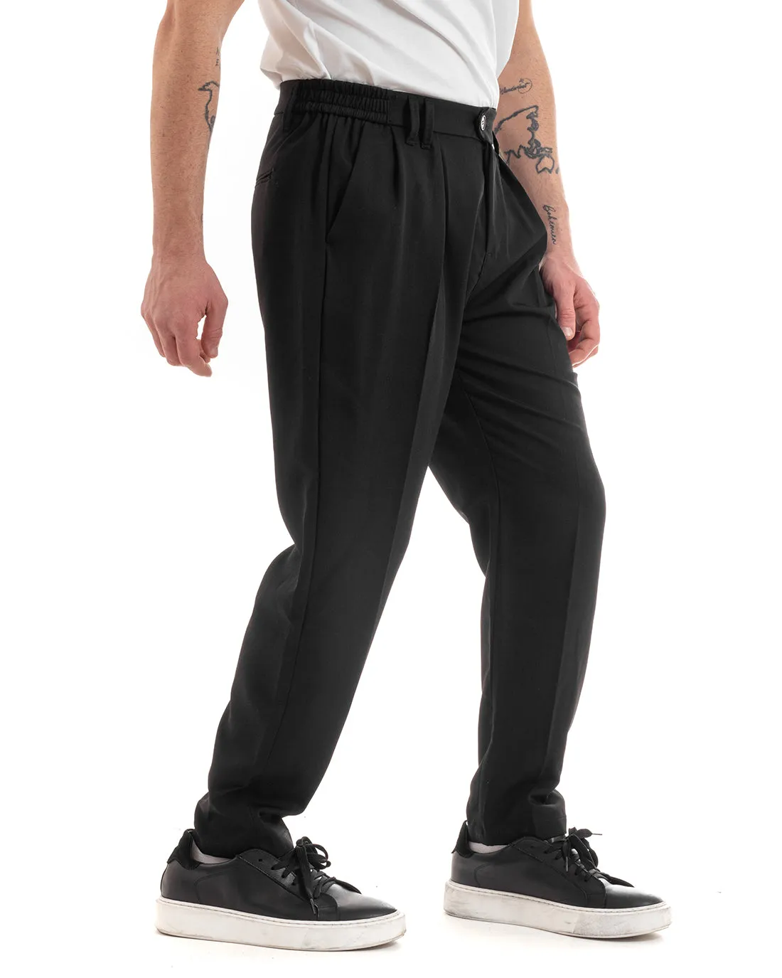 Pantaloni Uomo Pantalaccio Comodo Viscosa Elastico Straight Fit Nero GIOSAL-P5646A