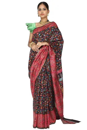 Persian flora handloom saree with blouse piece