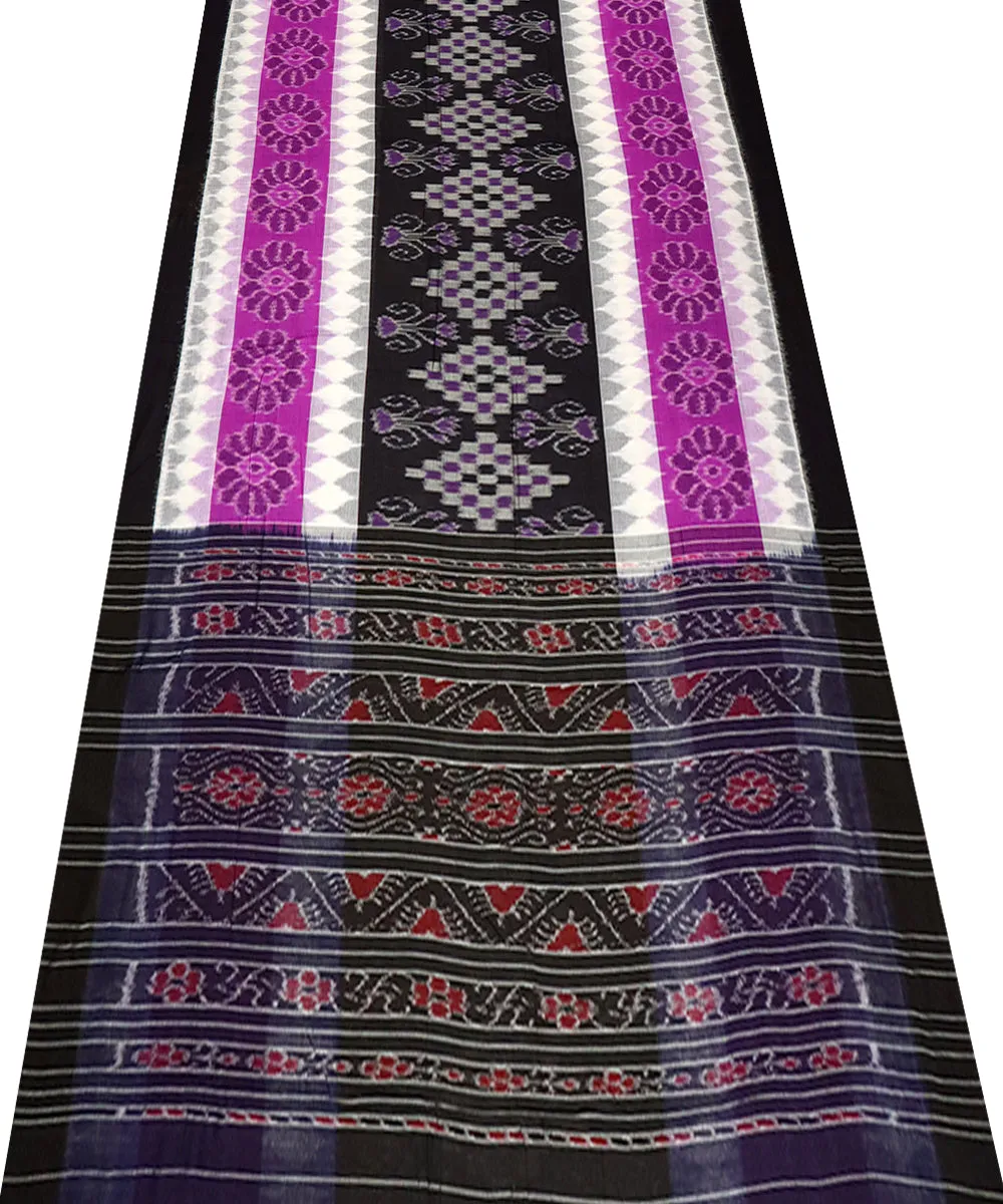 Purple black cotton handloom nuapatna saree