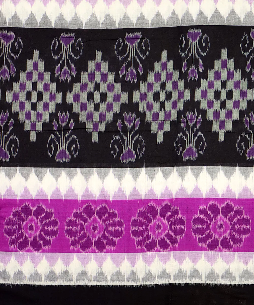 Purple black cotton handloom nuapatna saree