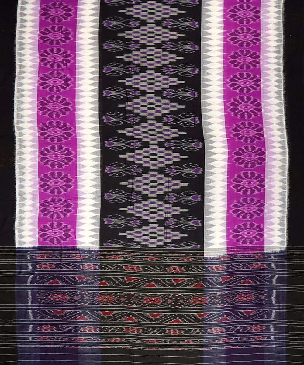 Purple black cotton handloom nuapatna saree