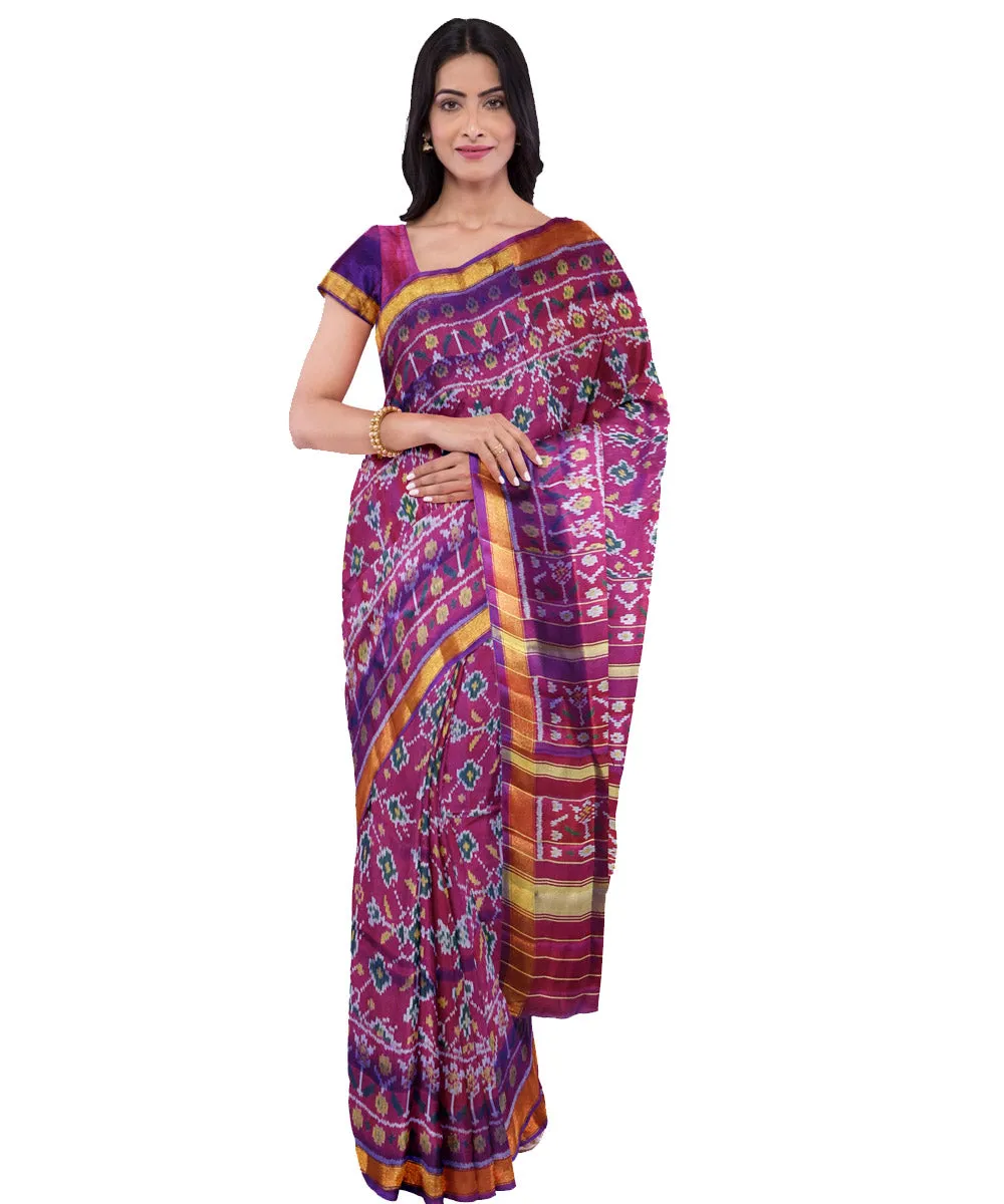 Purple patola silk handloom saree