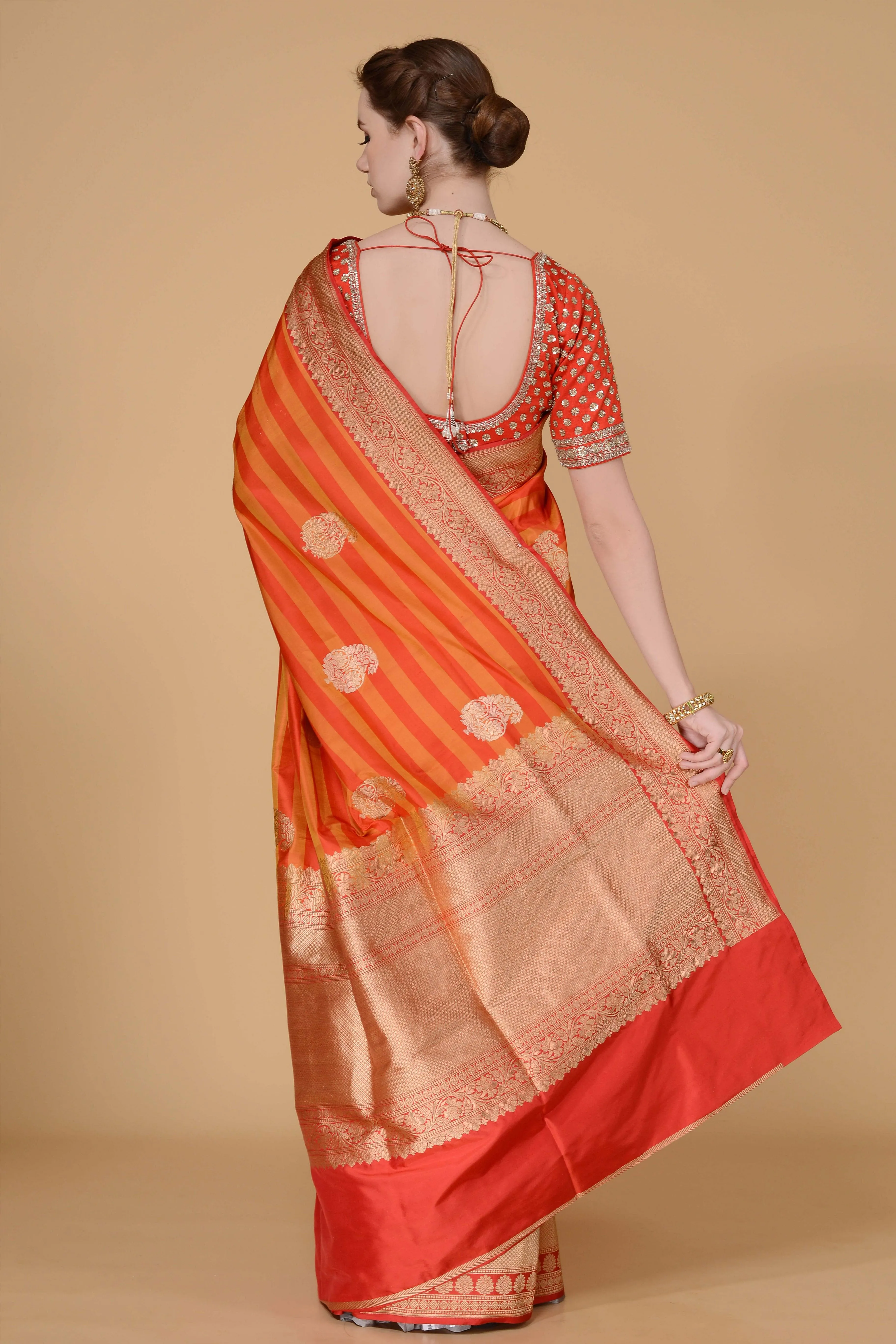 Red and Orange Saree