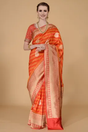 Red and Orange Saree