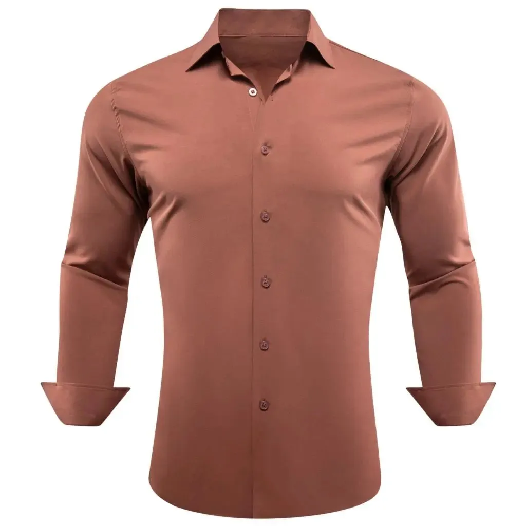 Red Burgundy Orange Shirts Men's Long Sleeve Solid Plaid Slim Fit Blouse Casual Lapel Tops Clothing Breathable Barry Wang