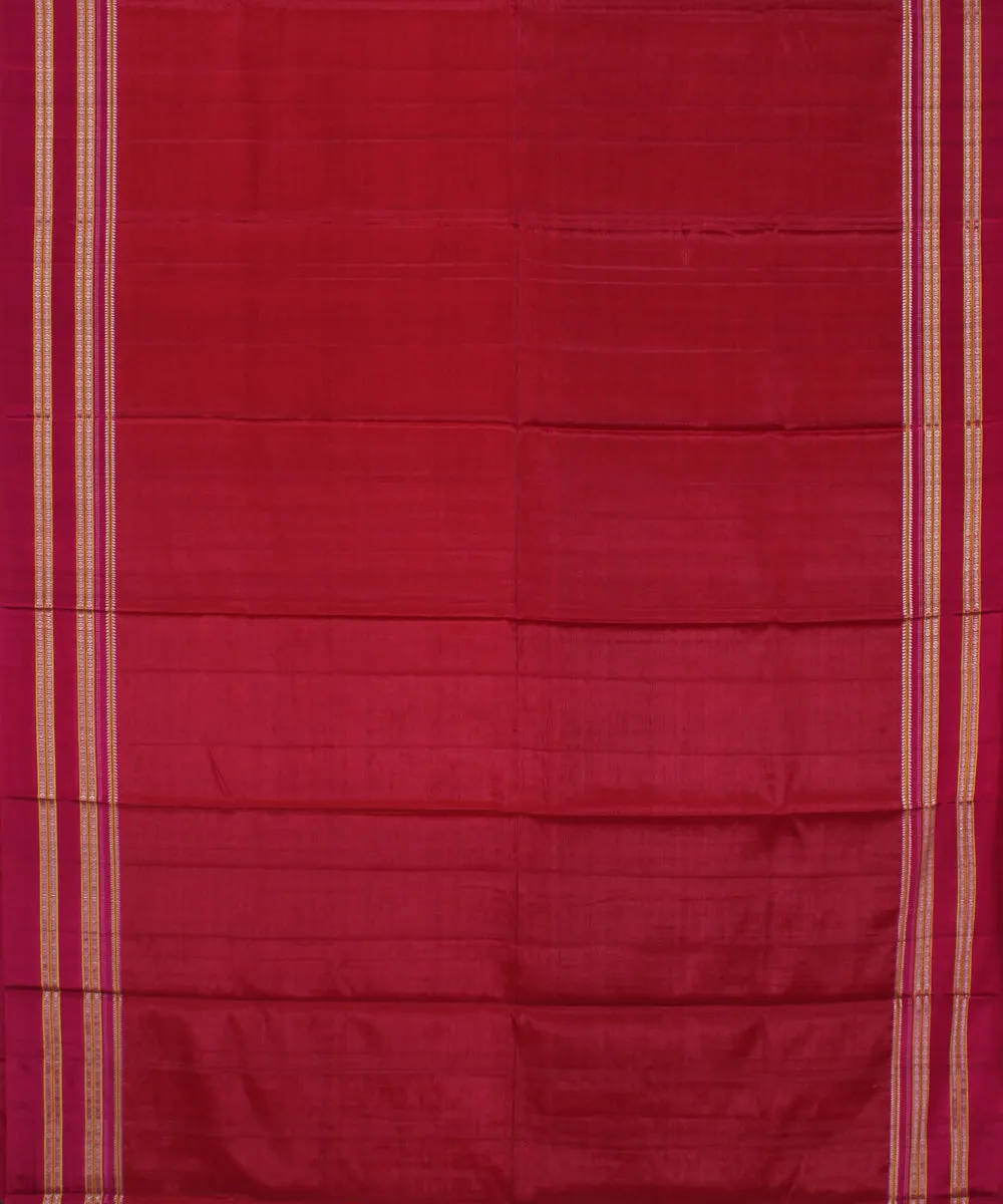 Red pink gayatri border cotton art silk handloom ilkal saree