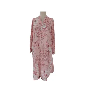 Riffat Aliani Pink Floral Print Embroidered Summer Linen Kameez | Pre Loved |