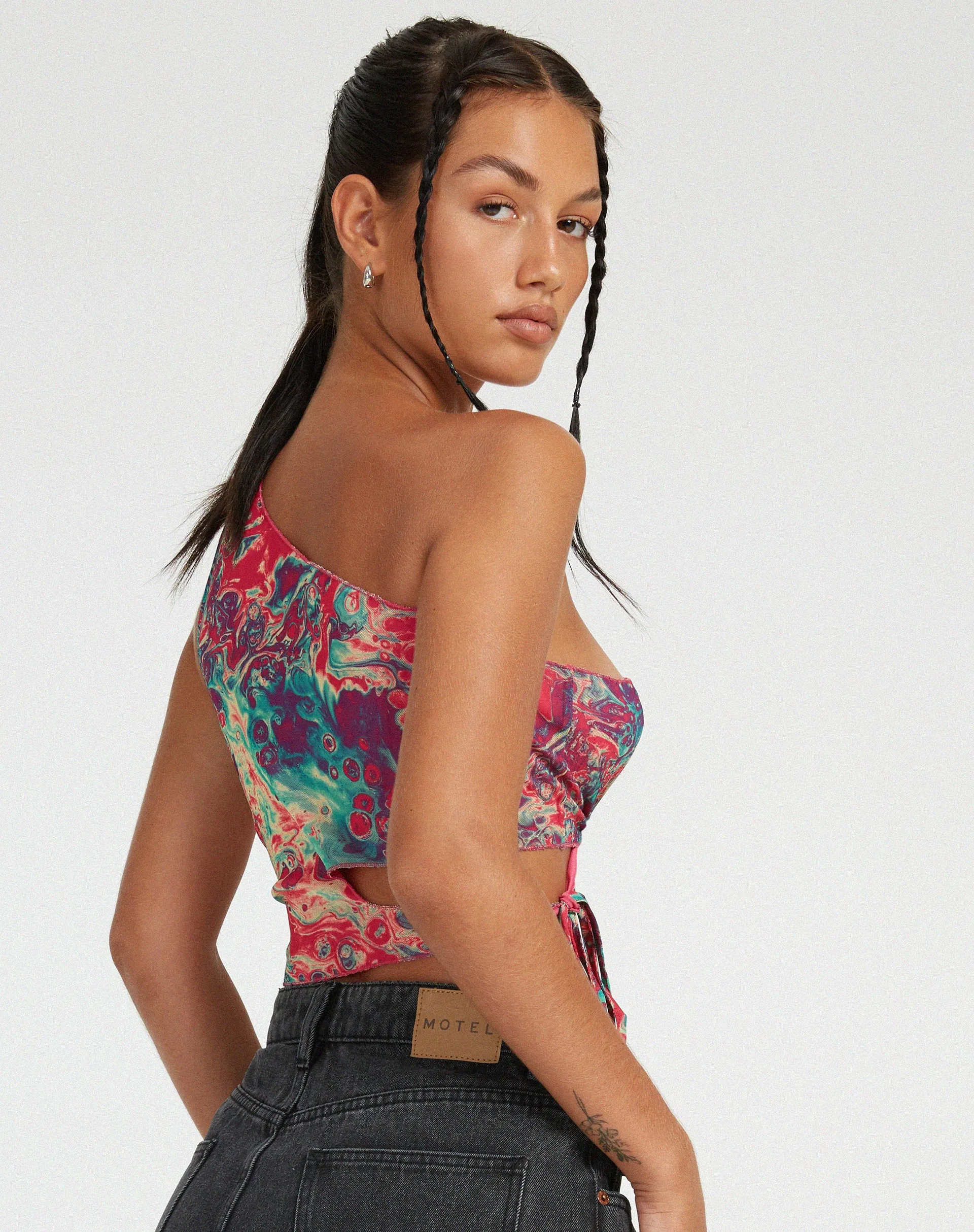 Romla Cutout Top in Festival Print