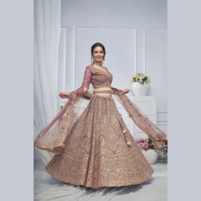 Royal Grandeur bridal  Golden  Lehenga with Paisley and Peacock Motifs & Heavy Embroidery | Ready To Wear |