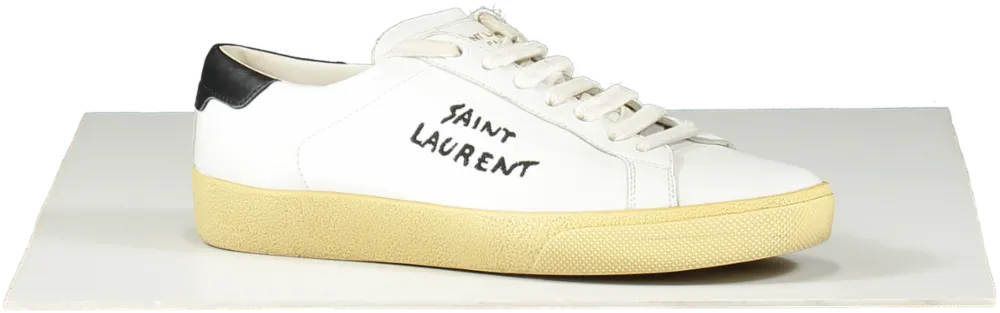 Saint Laurent White Court Classic Logo-embroidered Leather Trainers UK 2 EU 35 👠