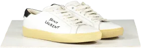 Saint Laurent White Court Classic Logo-embroidered Leather Trainers UK 2 EU 35 👠