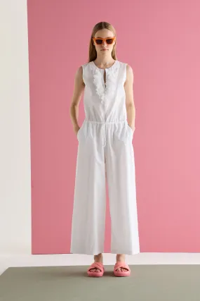 Sleeveless Jumpsuit with Rouches Garment Dyed 19D0 3183