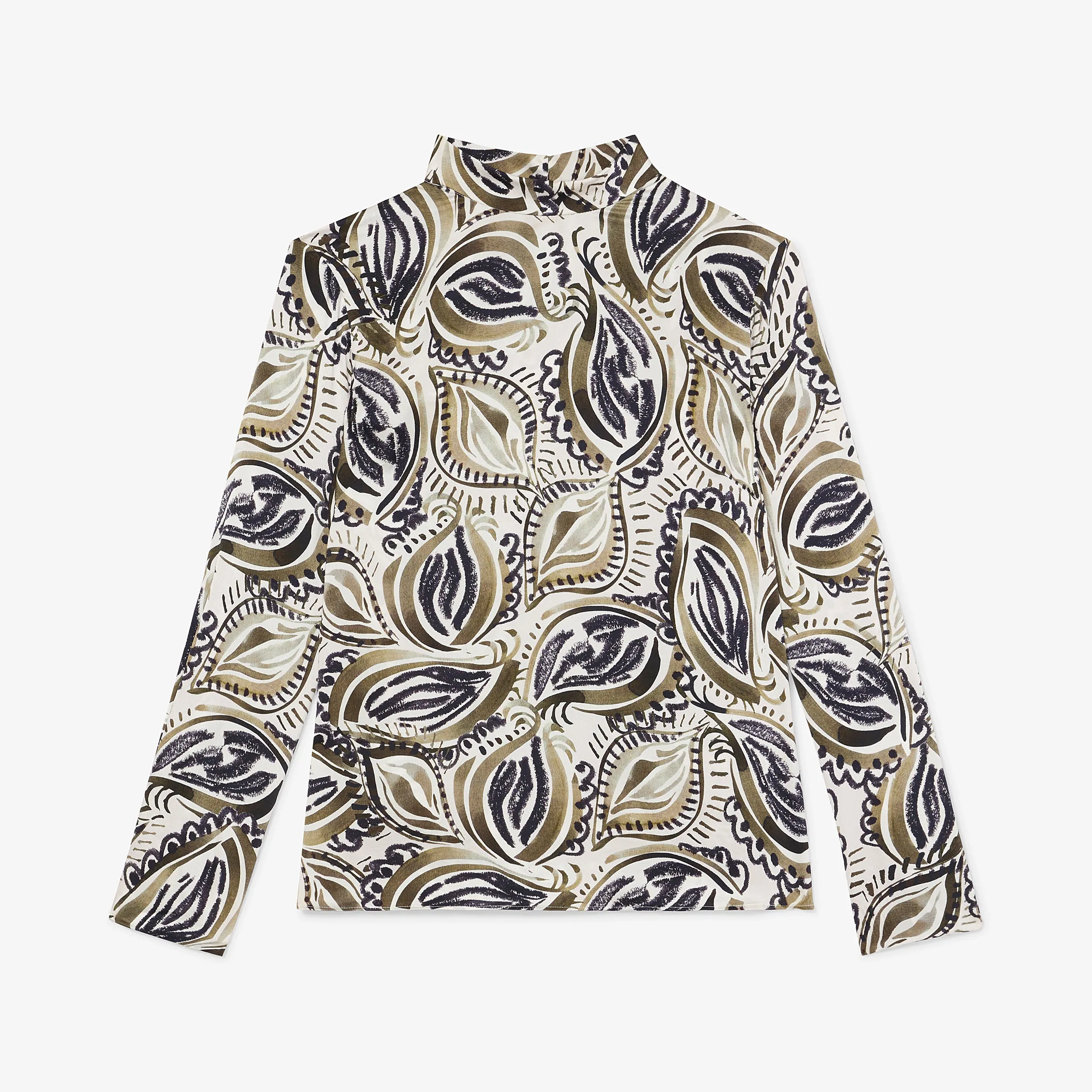 Sohee Top - Washable Silk Charmeuse :: Brushstroke Paisley