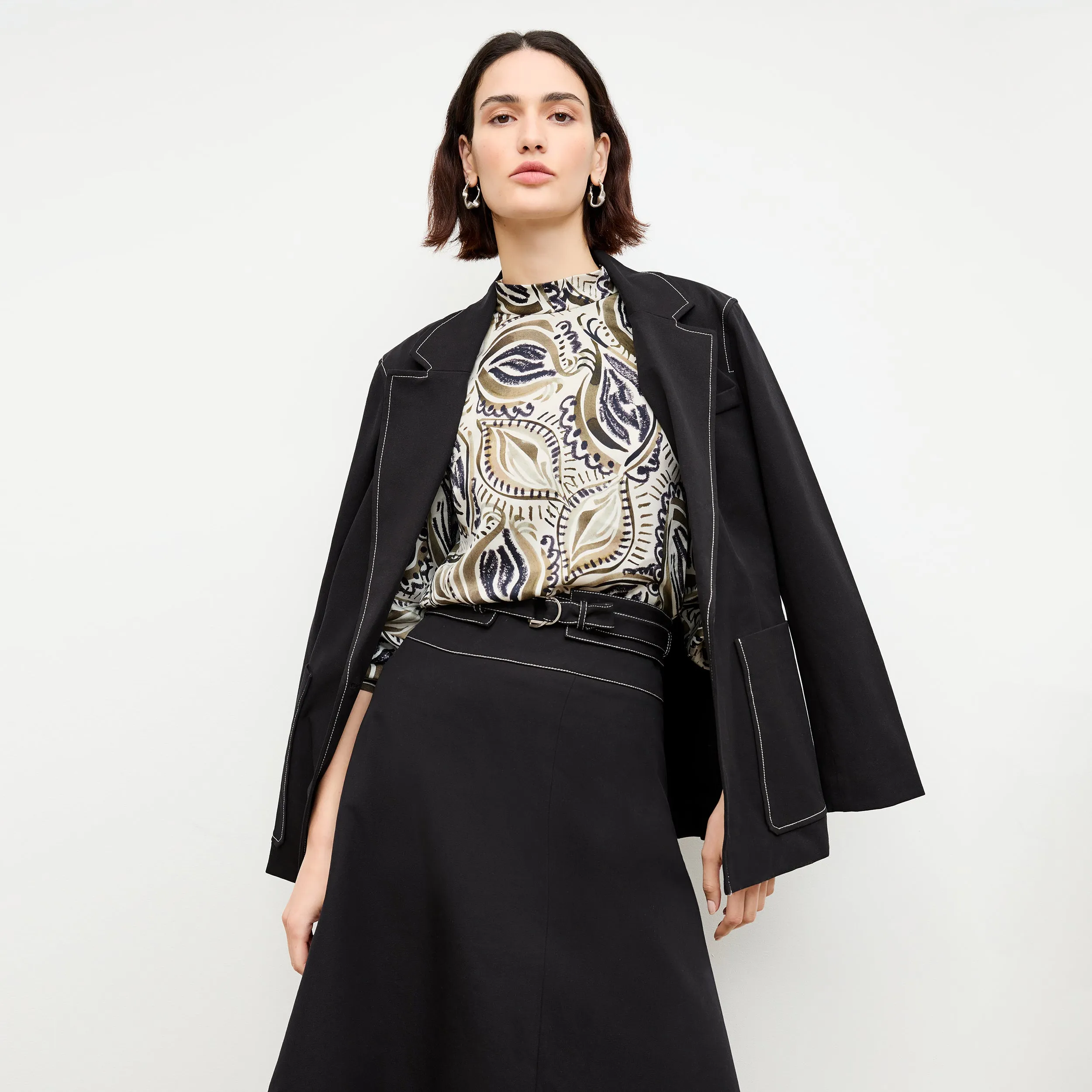 Sohee Top - Washable Silk Charmeuse :: Brushstroke Paisley