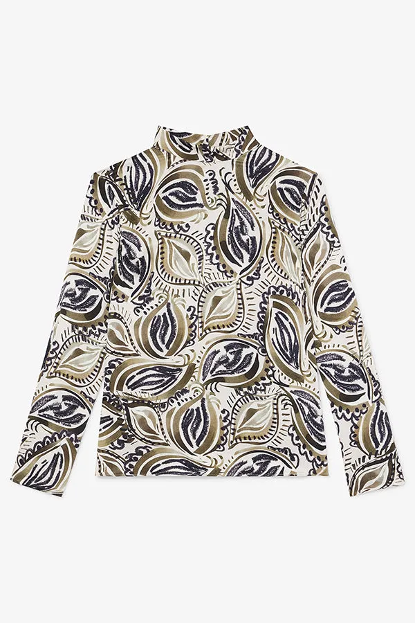 Sohee Top - Washable Silk Charmeuse :: Brushstroke Paisley