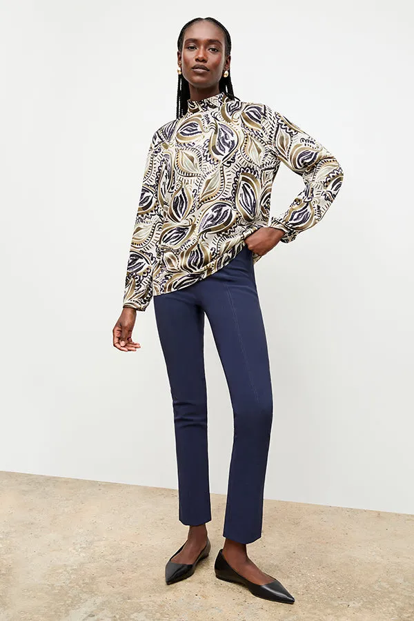 Sohee Top - Washable Silk Charmeuse :: Brushstroke Paisley