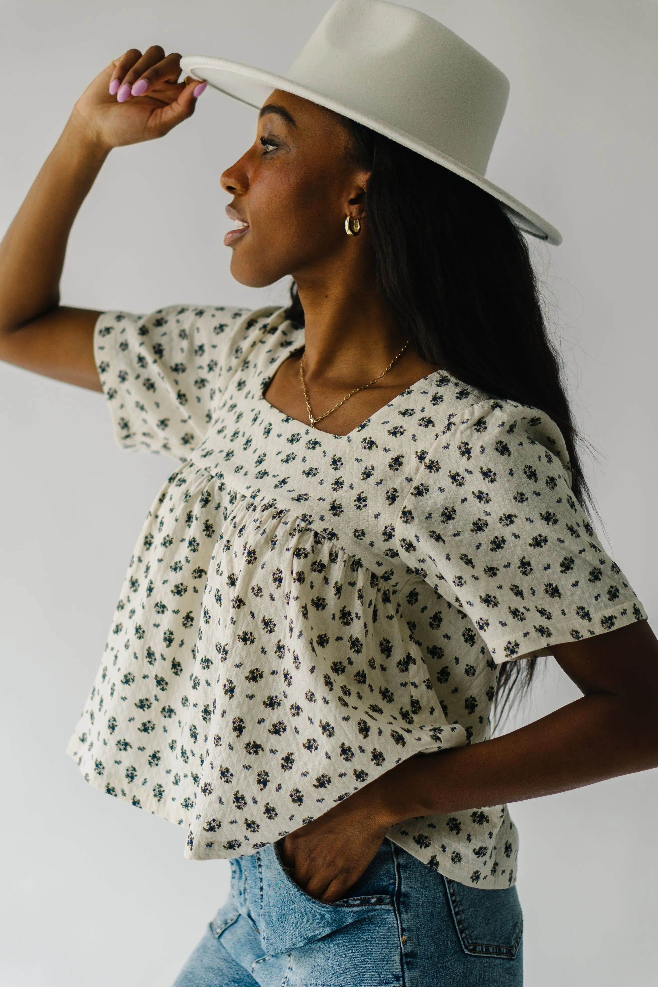 The Barnum Floral Printed Blouse in Natural