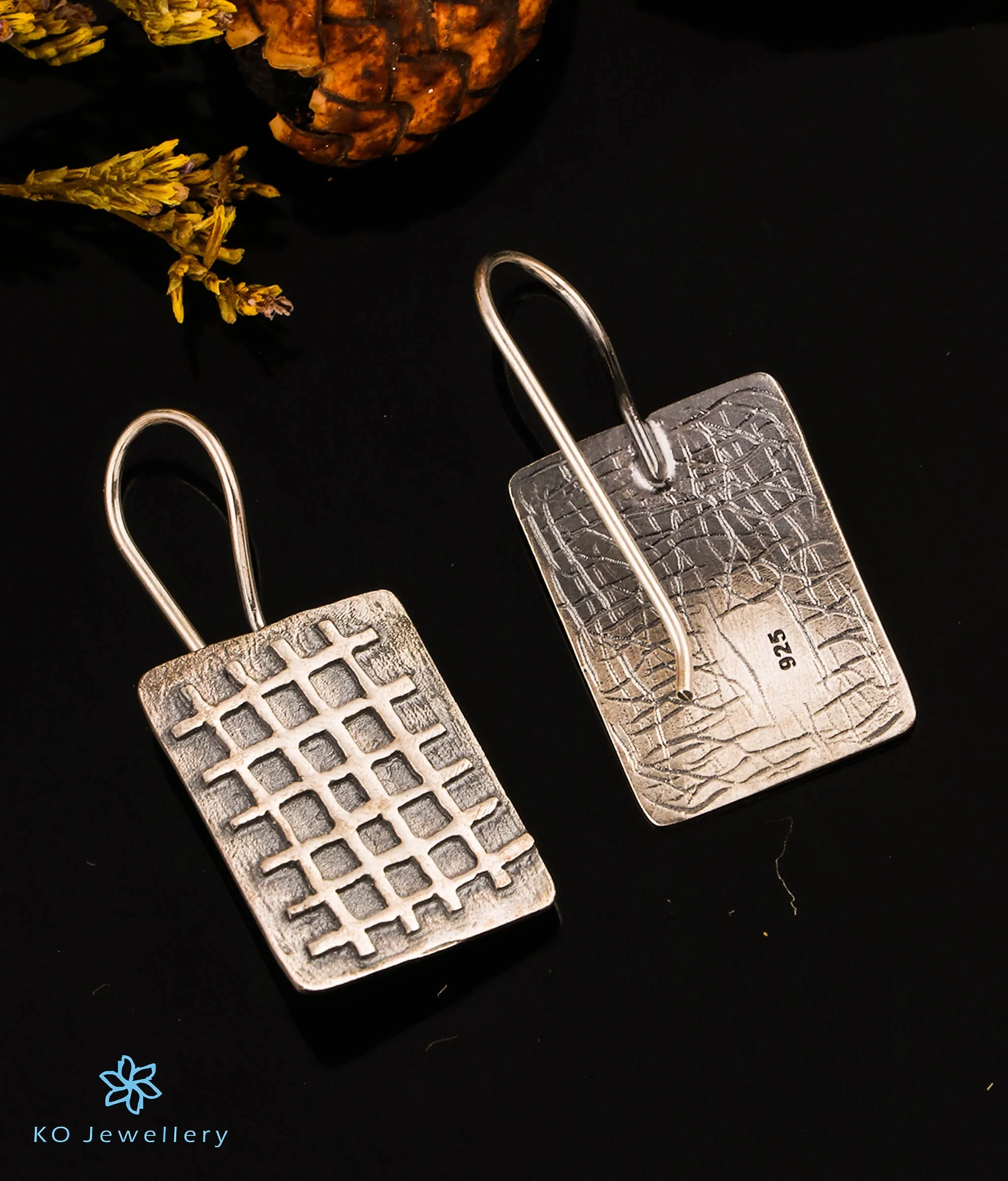 The Crossword Silver Earrings