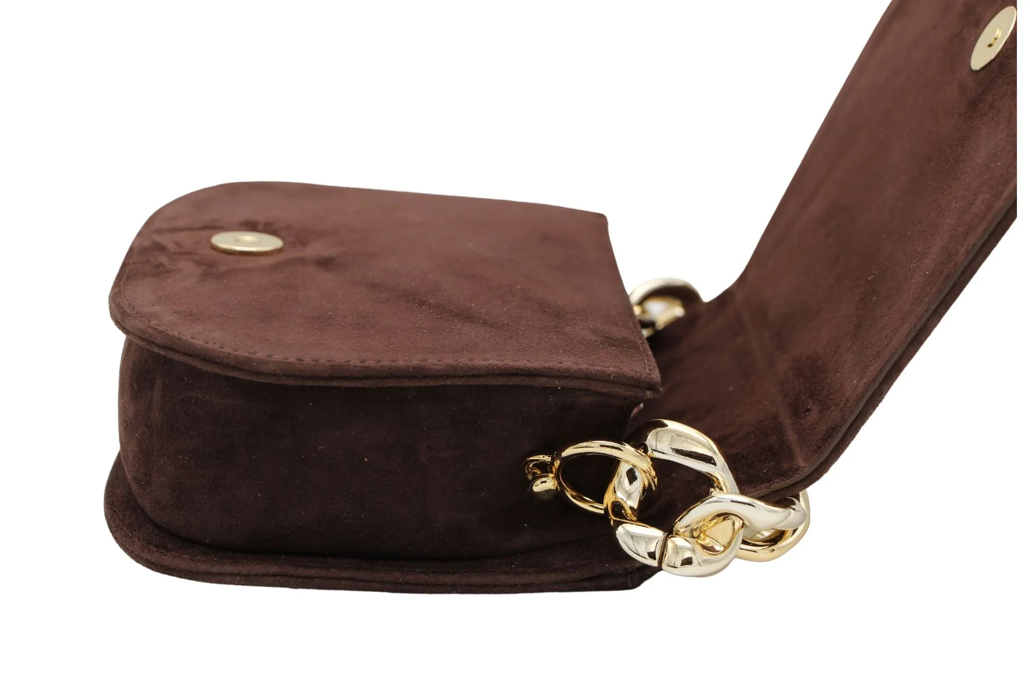 UNISA Brown Suede Small Saddle Bag   ZBRUNA