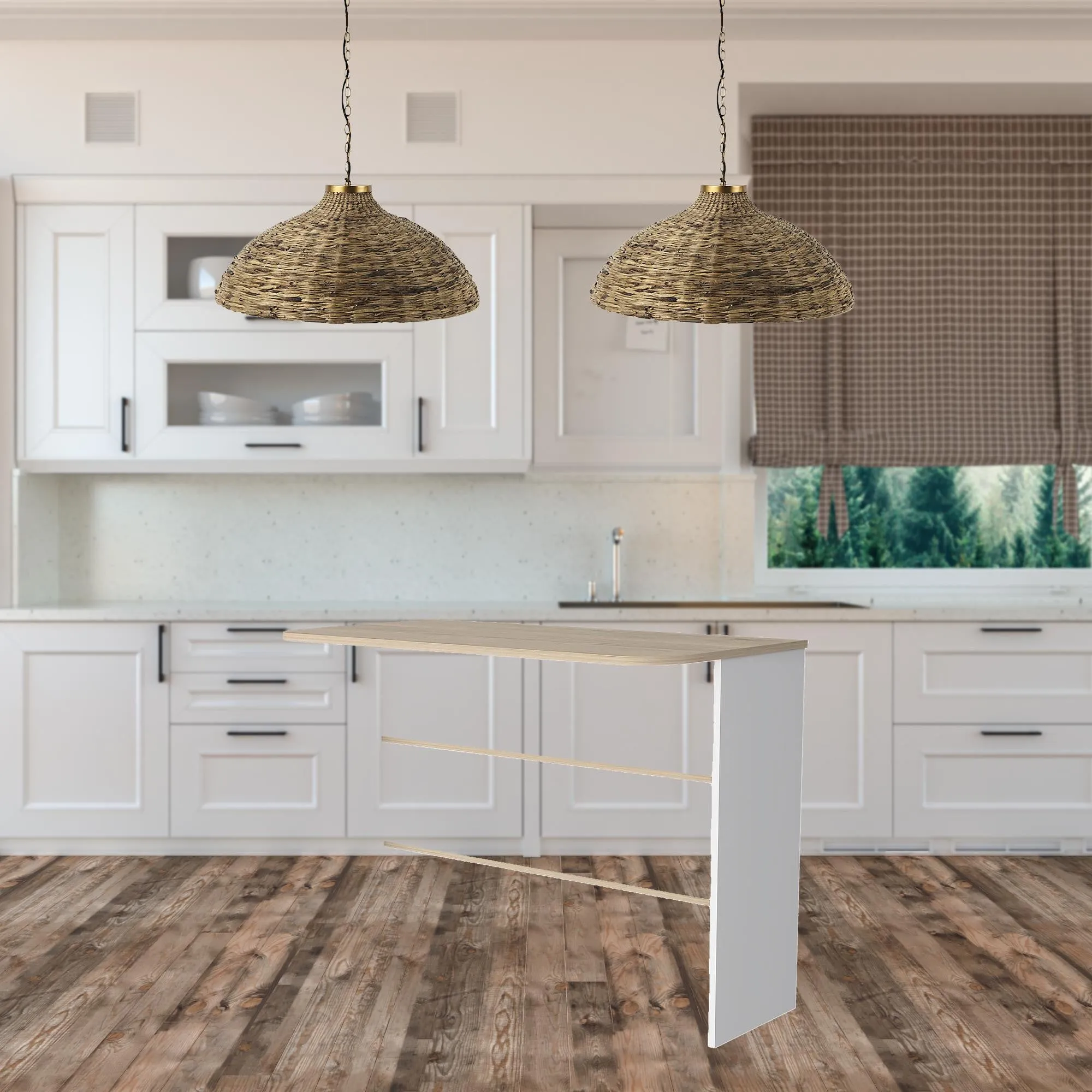 White 47 Kitchen Island With Storage