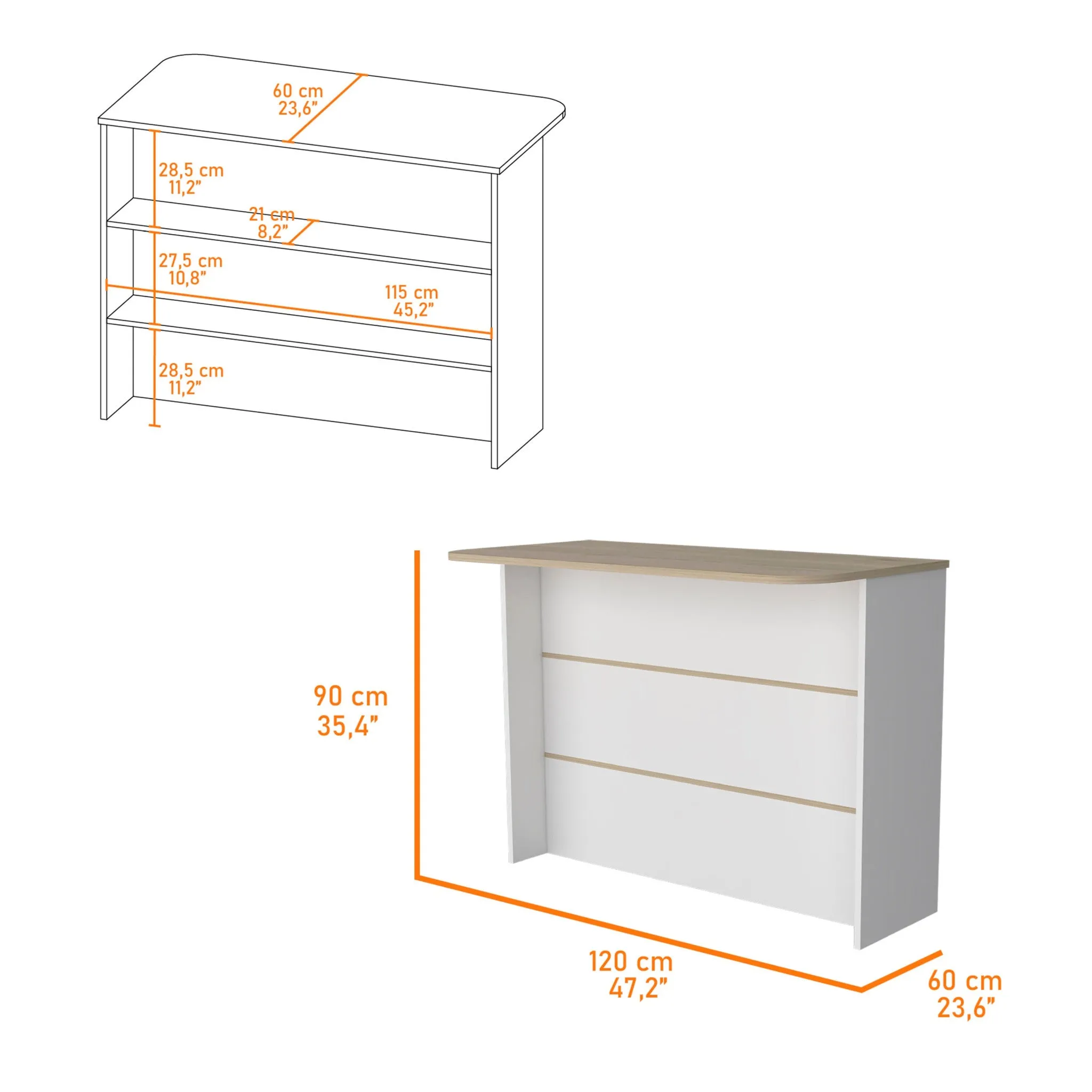 White 47 Kitchen Island With Storage