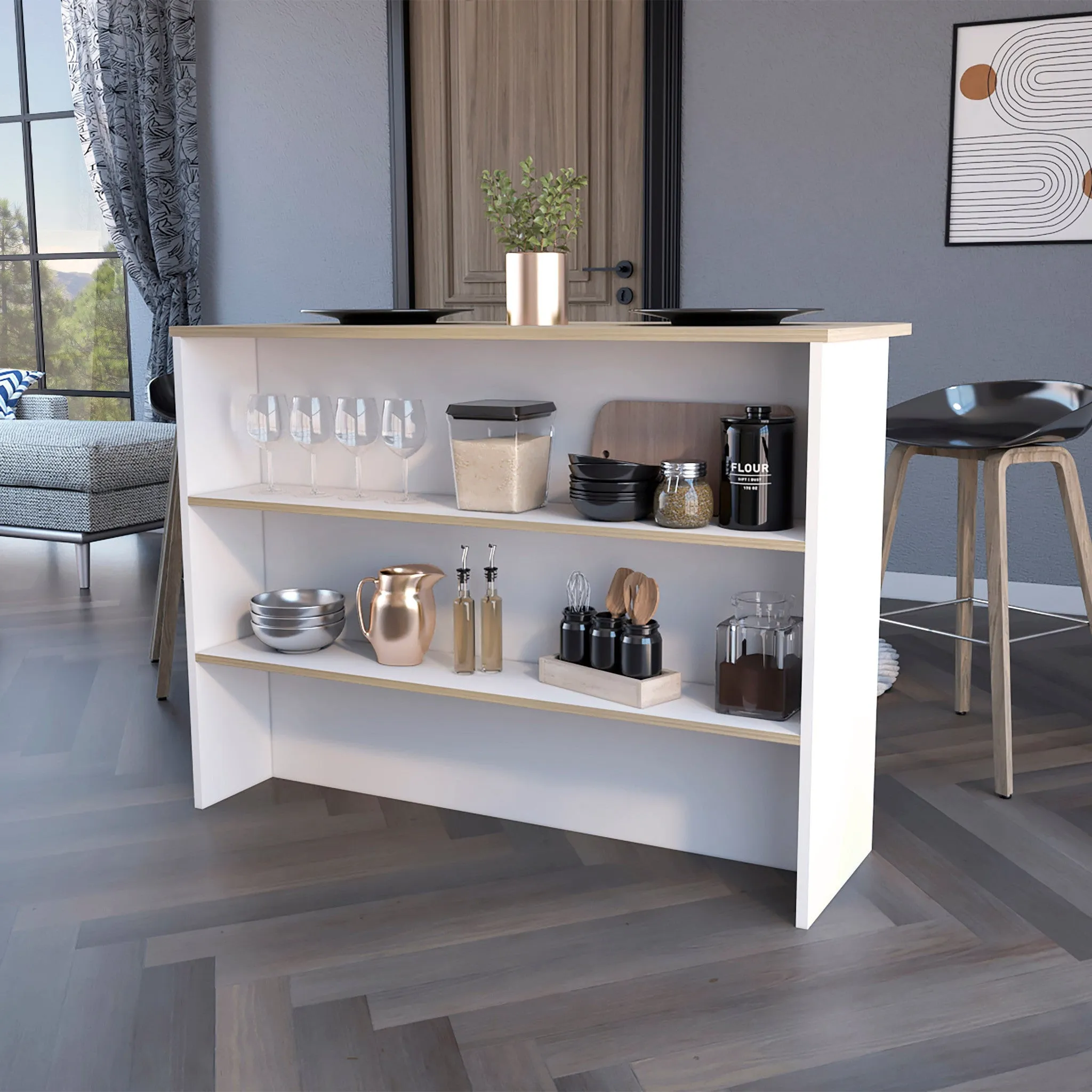 White 47 Kitchen Island With Storage