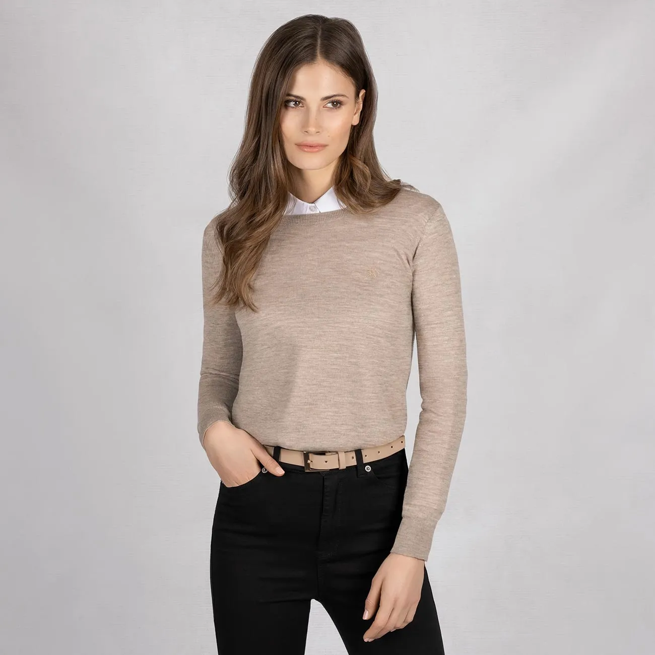 Wool Pullover Light Round Neck Women